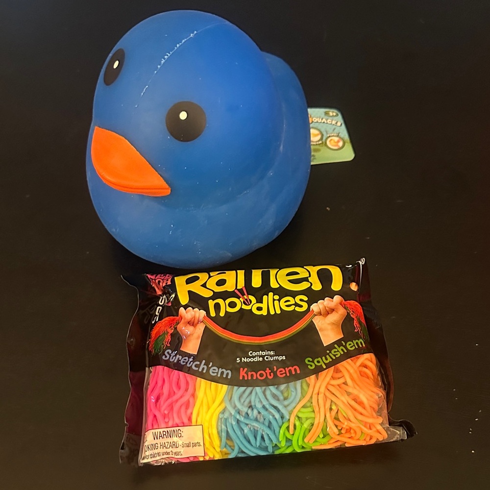 NeeDoh Bundle Ramen Noodlies + Laffy Quacks Jumbo Duck Blue Squishy Squish NEW